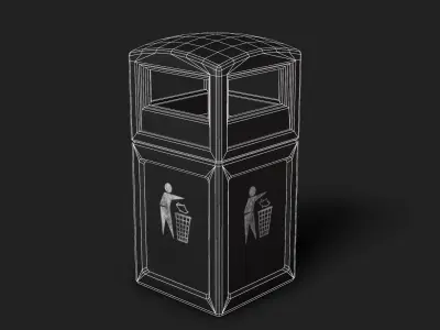 Square Trash Can Bin Low-poly 3D model