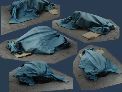 RAW 3D Scan - Rubbish tarp trash burlap canvas environment asset 3D model