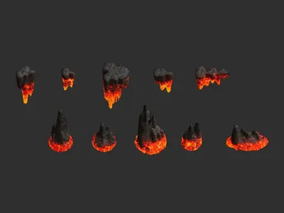 Cave Rock pack 1 - Lava Low-poly 3D model