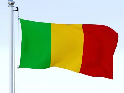 Animated Mali Flag Low-poly 3D model