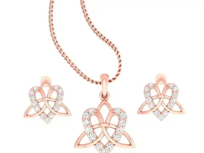 Heart Love valentine Light wt Pendant Earrings Set 3dm stl obj 3D print model