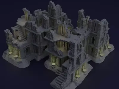 Old Ruins Tabletop Terrain 28 MM 3D print model