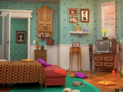 Cartoon Corridor Bedroom V2 3D model