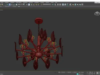 NIBA B gold leaf chandelier with glass leaves Low-poly 3D model