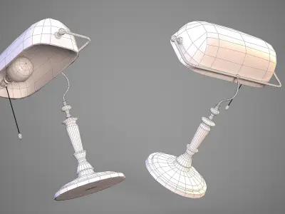 Bankers Antique Desk Lamp - PBR Game Ready Free low-poly 3D model