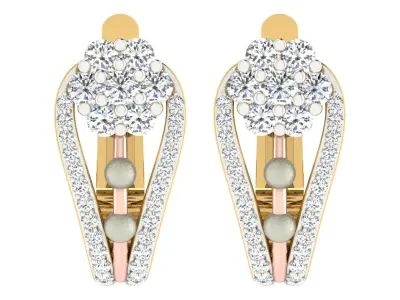 Light Weight Yellow Gold Diamond Earring EZ BI-62 3D print model