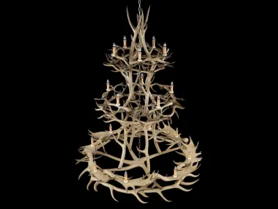 Imposing Chandelier Made of Antlers 3D model