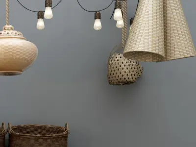 Style Bamboo Chinese Parts Weaving 3D model