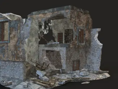 DESTROYED BUILDING 04 Low-poly 3D model
