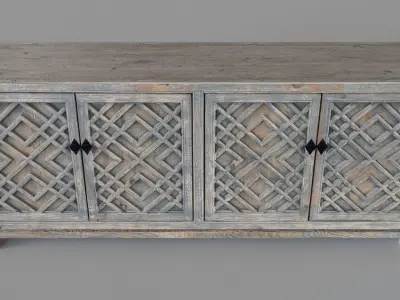 Antigua Four Door Sideboard Distressed Blue 3D model