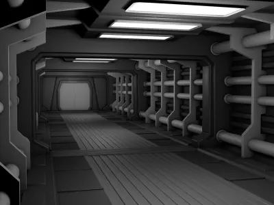 Sci Fi Corridor 3D model 33