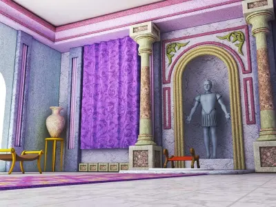 hall of a Greek palace Low-poly 3D model
