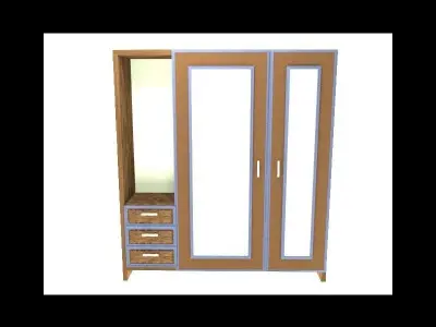 Cupboard wardrobe with doors and drawers 3D print model