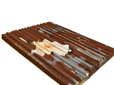 Rusty Corrugated Metal Sheet Damaged Low-poly 3D model