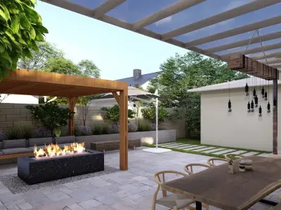 3D Exterior Scene 3D model design garden and landscape 3D model 3D model