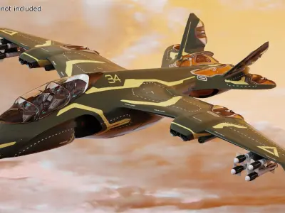 Sci Fi Green Military Fighter Jet 3D model