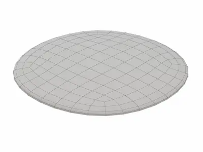 Round White Sheepskin Rug 3D model