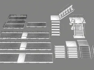 stairs building with Low-poly 3D model