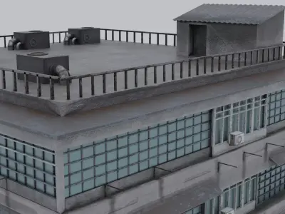 Street Building Free low-poly 3D model
