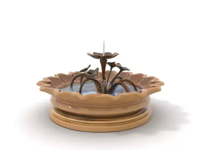 Elegant Wooden Fountain model pack Low-poly 3D model