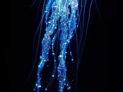 Cosmic Jellyfish Glowing Medusa Starry Luminous Tentacles Low-poly 3D model