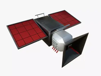 Satellite E04 Steel Red - SciFi Space Design Low-poly 3D model