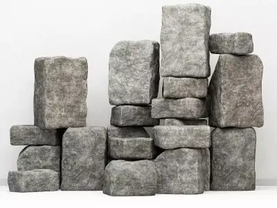 Stone rock collection n5 3D model