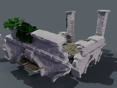 Ruin gate Low-poly 3D model