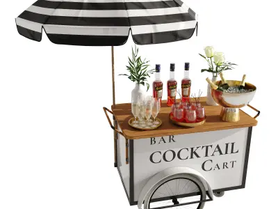 Drink cart white bar 3D model
