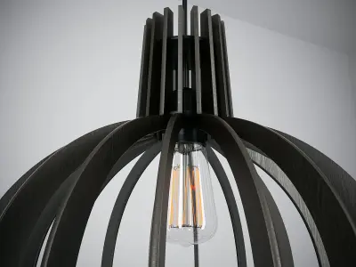 Lamp pendant light with wooden cage 3D model