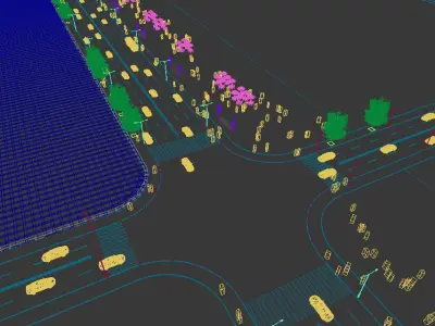 3D model of city street road parts 3D model