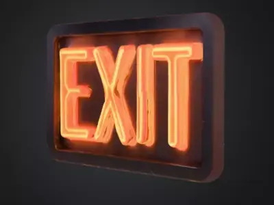 Neon Exit Sign Low-poly 3D model