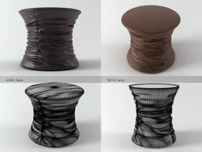 Bellows side table and stool 3D model