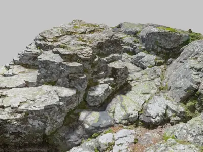River Rock Cliff Photoscan PBR Low-poly 3D model