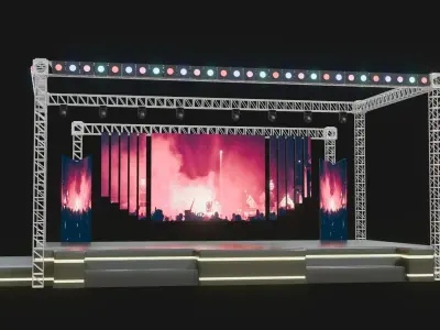 Entertainment Concert Event Stage 3D Model with Lights 3D model