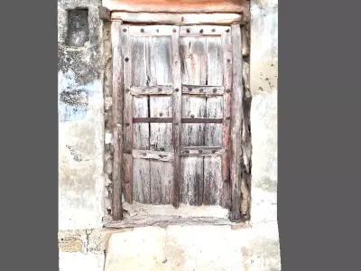Ruined residence doors of Indian street of ancient times 3D model