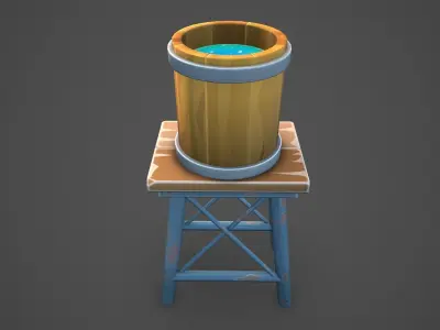 Water tower Low-poly 3D model 9