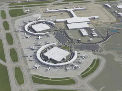Kansas City Airport Low-poly 3D model