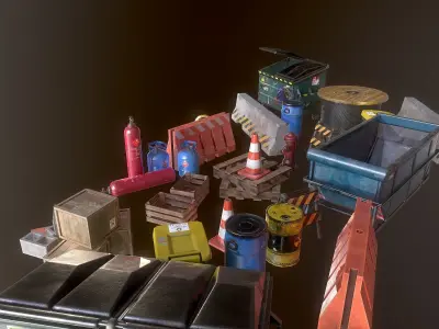 Industry Props Pack PBR Low-poly 3D model