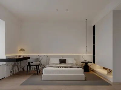 dark living room dining room bedroom 3D model