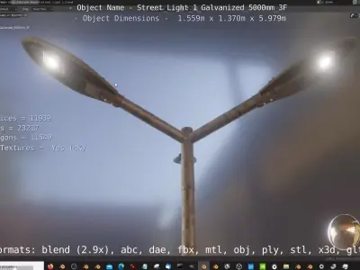 Street Light 1 Galvanized 5000mm 3F Low-poly 3D model