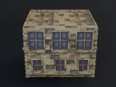 Building Game Ready Low Poly 3D Model brick with stairs Low-poly 3D model