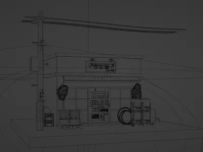 Korean Stationery Store  Low-poly 3D model