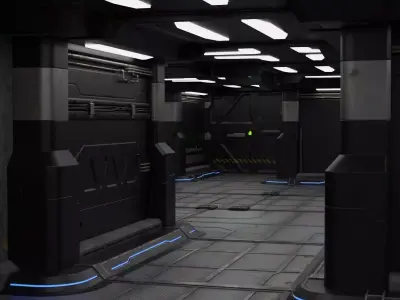 Sci Fi Modular Interior 1B Low-poly 3D model