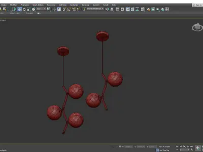 MATHIA pendant light in brass with balls Low-poly 3D model
