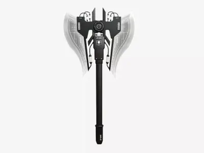 SciFi War Axe B07 Black White - Sci Fi Weapon Design Low-poly 3D model