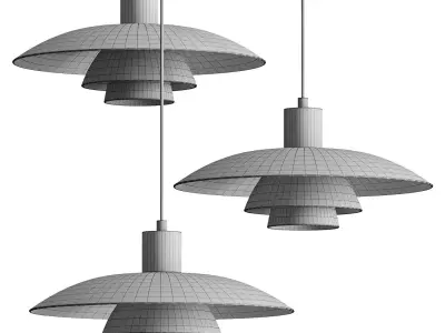 Nine Lighting Three Tier Disc Vintage Pendant Light 3D model