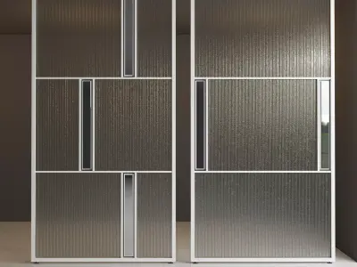 Glass partition door Set 33 Low-poly 3D model