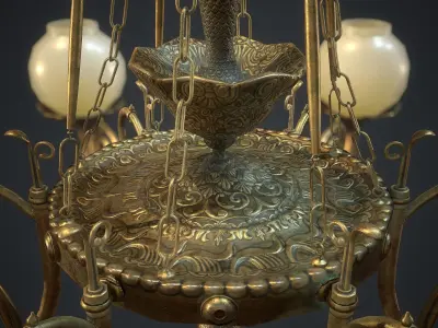 Ornamental Chandelier Low-poly 3D model