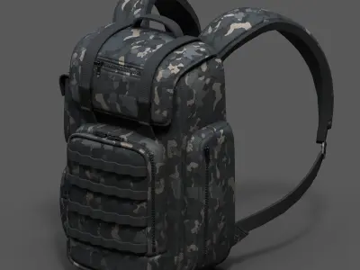 Backpack military bag baggage pockets product  Low-poly 3D model